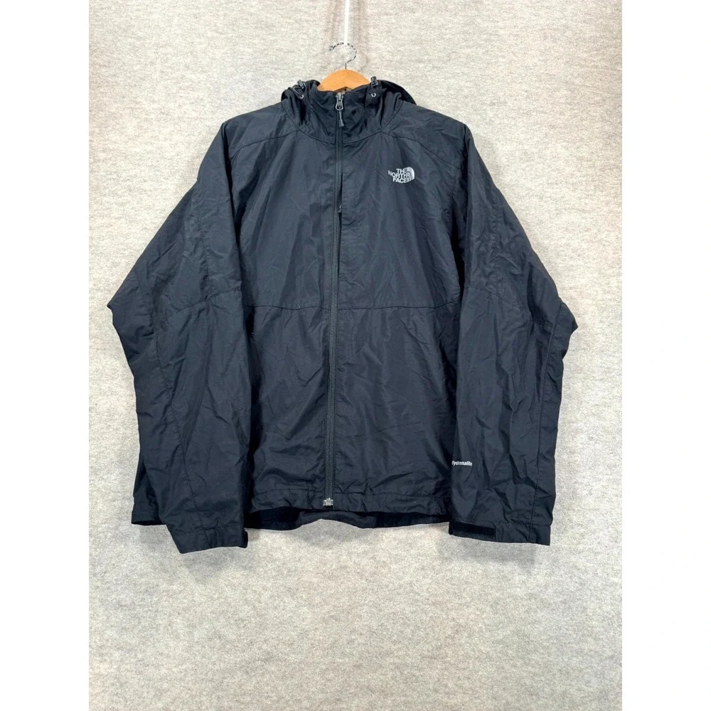 The North Face Hydrenaline Windbreaker Jacket Mens Large Black Hooded Full Zip